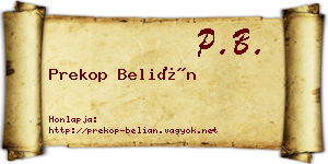 Prekop Belián névjegykártya
